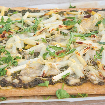 aspergepizza-met-rucola-pesto