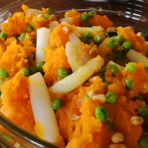 Koningsdag stamppotje met asperges en zoete aardappel